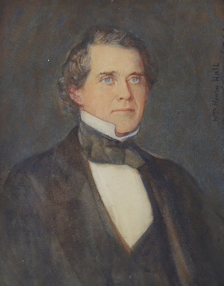 Frederick Samuel Beaumont (1833-1899), watercolour, portrait of W.H Hall of Nassau, Bahamas, signed and inscribed, 19 x 15cm